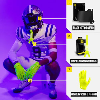 Nxtrnd Two Football Mouth Guard, Football Mouthpiece with Strap, Fits Adult & Youth (Neon Yellow) - color: Neon Yellow