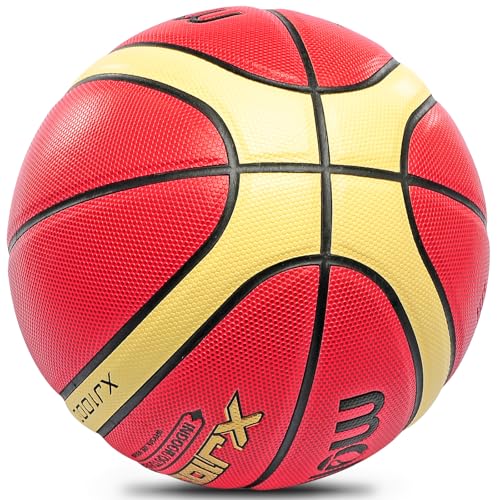 Training Soft Touch Rubber and Faux Leather Fighting Basketball, High Bounce Indoor Outdoor Basketball Gift - color: XJ1000-7 Brown