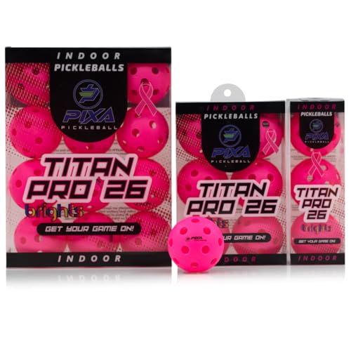PIXA Titan Pro 26 Indoor Pickleball - USAPA Approved, Durable Indoor Pickleballs, Consistent Bounce, Smooth Flight, Ideal for Competitive Play- Packs of 3, 6, 12, 50