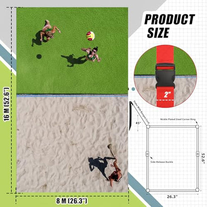 2 Inch Sand Court Line 16 x 8 Meter Volleyball Boundary Short Court Sand Setup Line for Beach Volleyball