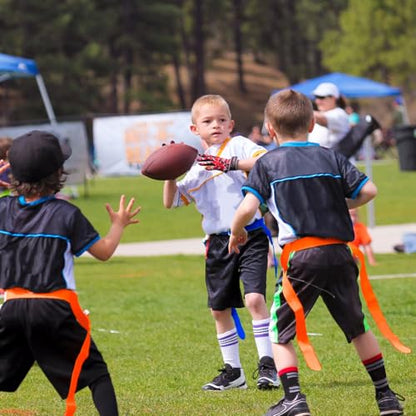 Flag Football Set, 14 Player Adjustable Belts with Cones Includes 14 Easy Tear Away Belts, 28 Football Flags, 12 Cones, 1 Carrying Bag for Youths, Adults Sport Team Training - style: Blue, Orange