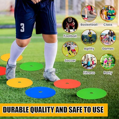 Silipull 6 inch Flat Cones Spot Markers Non-Skid Floor Hole Soccer Cones Field Court Spot Markers Flat Discs Soccer Training Equipment for Football Sports Speed Agility Practice