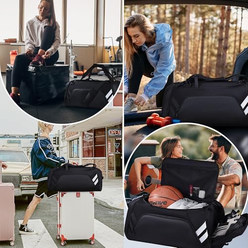 WOLFILIST Men's 58L Large Gym Duffel Bag, Oversized Sports Duffle Bag with Shoe Compartment, Water Resistant Travel Weekender Bag for Gym, Travel, Camping