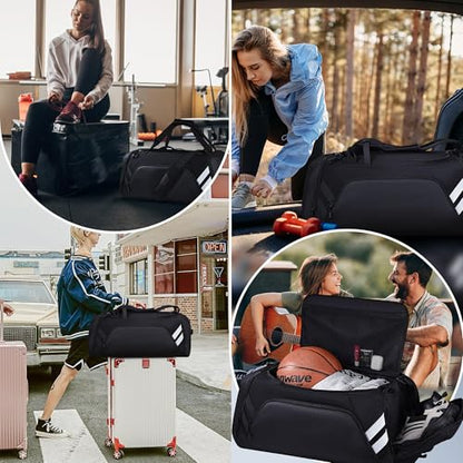 WOLFILIST Men's 58L Large Gym Duffel Bag, Oversized Sports Duffle Bag with Shoe Compartment, Water Resistant Travel Weekender Bag for Gym, Travel, Camping