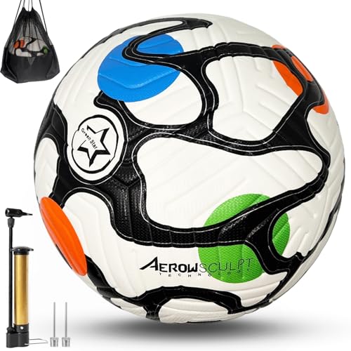 Soccer Ball Size 5,Waterproof PU Leather,Seamless Surface,Official Match Ball, Soccer Balls Training,with Pump & Needles