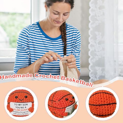 Mini Handmade Crochet Basketball，Christmas Stocking Stuffer Gift for Son or Son-in-Law from Mom and Dad, Cool Birthday, Graduation & Xmas Present for Son - color: Basketball3