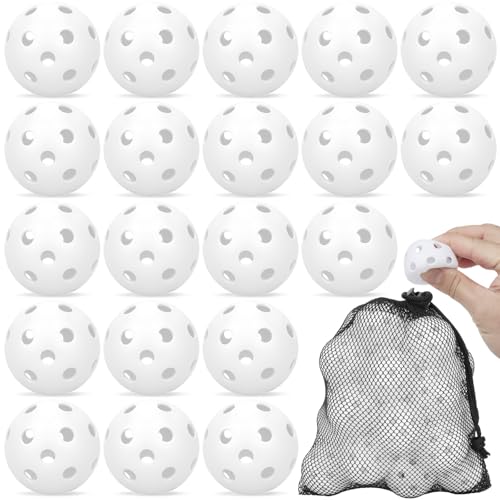 Coopay 20/40/80 Pack Mini Plastic Practice Baseballs, 1.65inch Small Soft Training Balls with Drawstring Bag for Baseball Hitting, Pitching & Batting Training, Indoor & Outdoor - color: White, style: 20 Pack