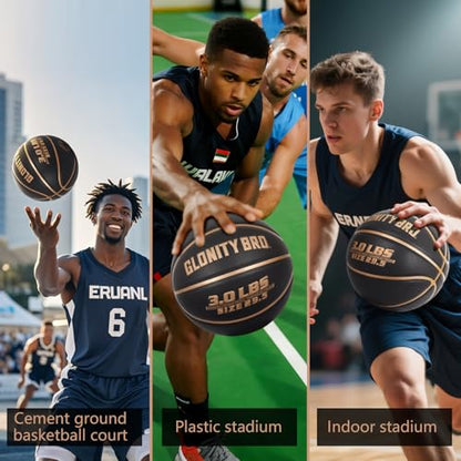 Weighted Basketball Grey 28.5"/29.5", 2.2LBS/3LBS Non-Slip Outdoor/Indoor Heavy Training Basketball for Dribbling, Passing, Rebounding & Skill Development