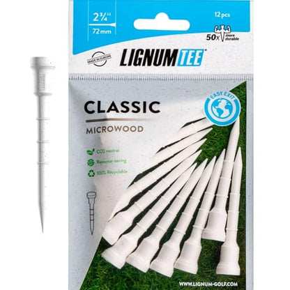 LIGNUM Unbreakable Microwood Golf Tees 50x More Durable/Adjustable Golf Tee/Innovative Wood Fiber and Natural Adhesives/Golf Tee, Golf Tees, Tees Golf, Golf Ball Tees - color: White, size: 2 3/4" (72mm)