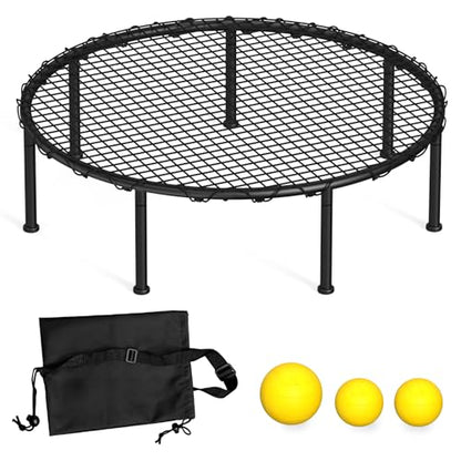 Roundnet Game Set Beach Ball Game Set with 3 Balls, High-Elasticity PE Net, Storage Carrying Case, Perfect for Lawn Beach Backyard Outdoor Games for Adults and Family (Air Pump not Included)
