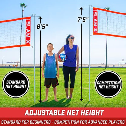 GoSports Slam X 4 Square Volleyball Game Set - 14 ft or 21 ft - Ultimate Backyard & Beach Game for All Skill Levels - color: 21 x 21 ft