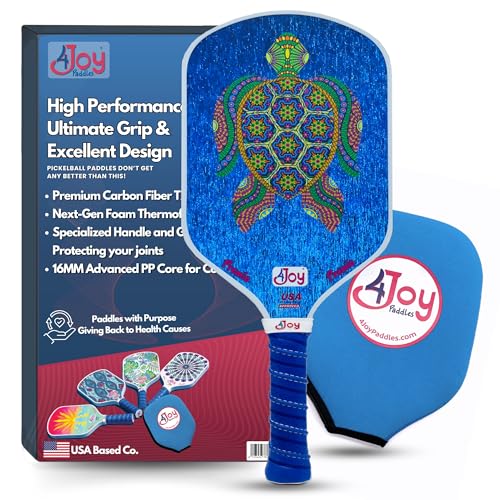 4Joy Pickleball Paddle Premio Series - Thermoformed Premium T700 Carbon Fiber Pickleball Paddless - Professional Pickleball Rackets for Women & Men - 16mm Honeycomb Core - USAP Approved - style: Turtle