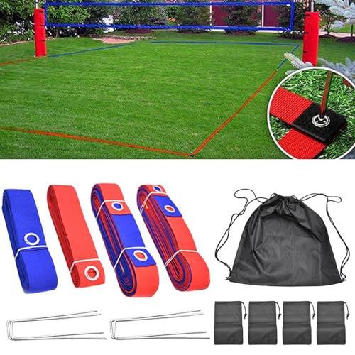 Volleyball Lines for Grass - Portable Boundary Marking Set, Adjustable Court Layout Straps, for Accurate Field Setup | Lightweight Training Accessory, Sun College Outdoor Activities Games Training