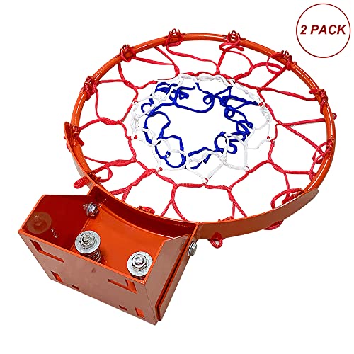 THUNDERBAY 18 inch Standard Double Spring Flex Reinforced Wall Mounted Basketball Rim, Two Nylon Nets Include One Nightlight Basketball Net - style: 2 Count (Pack of 1)