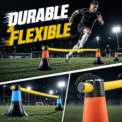 9 Inch Agility Training Cones with Poles, 10PCS Set Soccer Basketball Practice Cones for Speed Footwork and Coordination Drills