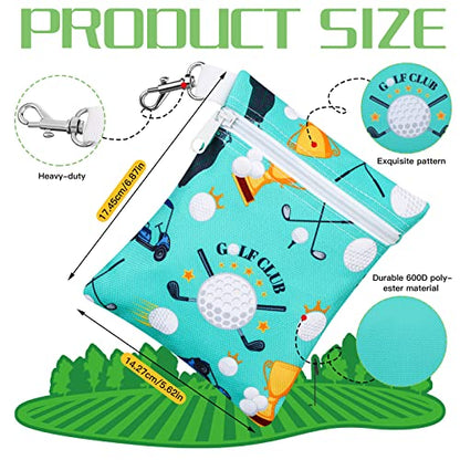 Silkfly 4 Pcs Golf Tee Bag 5.62 x 6.87 Inch Zipper Pouch Tee Holder Pouch with Metal Lobster Claw Clip Gifts Accessories for Men Women Golf Lover Player, 4 Styles(Stylish)