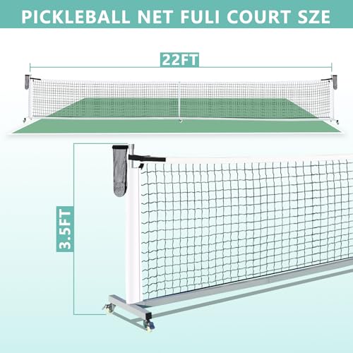 Aluminum Pickleball Net System,Constructed of Rust Proof Aluminum Frame,Regulation Size 22 FT