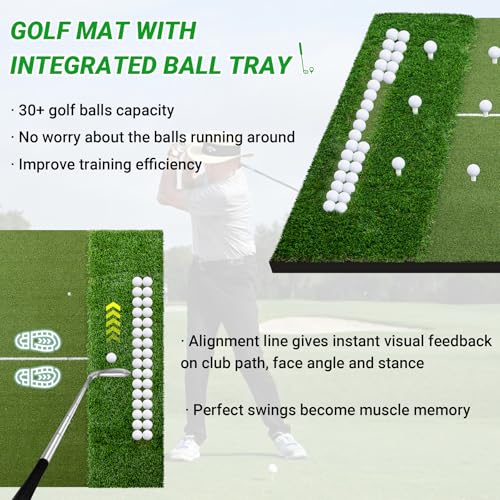 Neoaider Golf Mat, 26 mm 45mm Dual-Turf, 5x4 ft/6x4 ft Golf Hitting Mat for Practice Outdoor Indoor, High-Density Artificial Turf Mat for Hitting Chipping Driving Swinging, Gifts for Men Dad