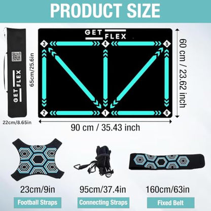 Soccer Training Mat with Video Guide, Kick Trainer & Ball Controller, Soccer Footwork Training Mat for Dribbling, Agility & Coordination, Non-Slip Indoor Outdoor Soccer Training Equipment for All Ages