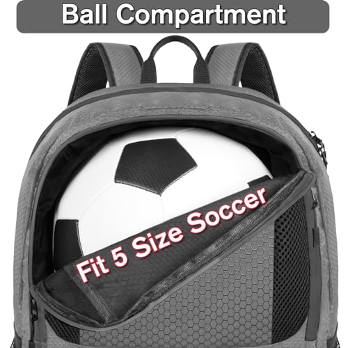 YOREPEK Soccer Backpack,Soccer Bag with Ball Holder, Water resistant Sport Equipment Bags Fit Basketball Volleyball Football - color: Deep Grey