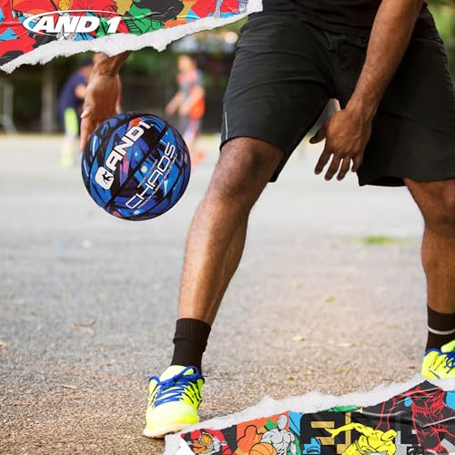 AND1 Chaos Basketball: Official Regulation (29.5 inches) Rubber - Deep Channel Construction Streetball, Made for Indoor Outdoor Basketball Games - color: Blue Space