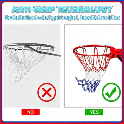 Thickening Basketball Net Replacement Heavy Duty, 12 Loops, [6.88Ounce],Upgrade Thick Professional Basketball Nets Outdoor, All Weather Anti Whip, Fits Standard Basketball Hoop Indoor or Outdoor