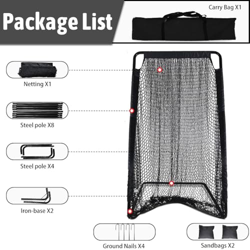 Football Kicking Cage Net: 40X80IN Heavy Duty with Steel Frame Professional Practice for Powerful Kicking & Punting Includes Sandbags & Stakes