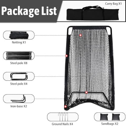 Football Kicking Cage Net: 40X80IN Heavy Duty with Steel Frame Professional Practice for Powerful Kicking & Punting Includes Sandbags & Stakes