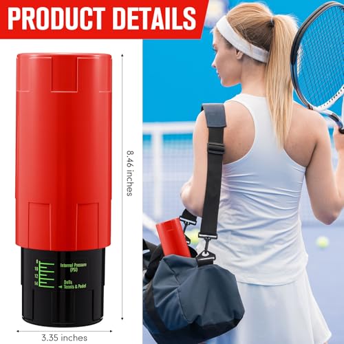 Soulchen Tennis Ball Pressurizer - Tennis Ball Storage Canister Holds 3 Balls Under 14 Psi Pressure, Reusable Stuff for Bounce Retention, Lightweight & Durable - color: Red