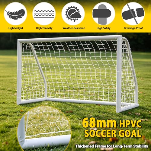 ZENY Portable Soccer Goal for Backyard,12x6 / 10x6.5 / 8x5 / 6x4 ft Kids Adults Soccer Net and Frame for Home Backyard Practice Training Goals, Soccer Training Equipment - style: 6 x 4FT - HPVC- 2 pack