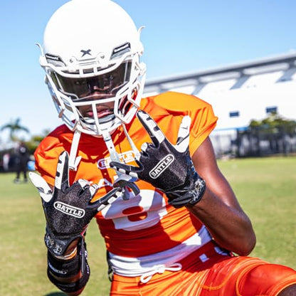 Battle Sports Ultra-Stick Wide Receiver Football Gloves - Adult & Youth Football Gloves - color: Silver/Black, size: Youth Small