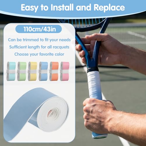 6 Pcs Tennis Racket Grip Tape, Tennis Racquet Replacement Grip Tape Non-Slip Badminton Racket Grips Tapes Sweat Absorbent Pickleball Overgrip Tapes for Badminton Pickleball Tenni (Gradient Color)