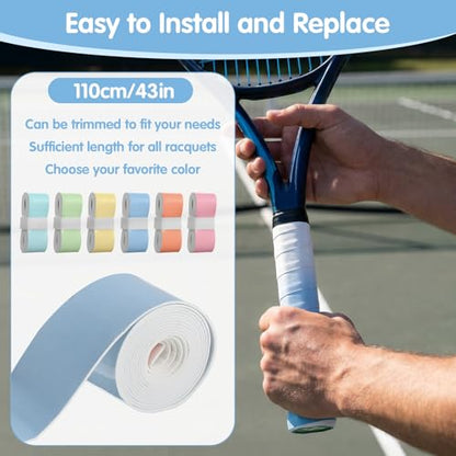 6 Pcs Tennis Racket Grip Tape, Tennis Racquet Replacement Grip Tape Non-Slip Badminton Racket Grips Tapes Sweat Absorbent Pickleball Overgrip Tapes for Badminton Pickleball Tenni (Gradient Color)