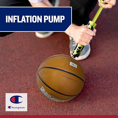 Champion Replacement Ball Pump with Metal Inflation Replacement Needles for Sports Balls with Compact Case, Compatible with Most Pumps for Basketball, Soccer, Football, Volleyball & Yoga Balls - color: Optic Pink/Black, style: Dual Action
