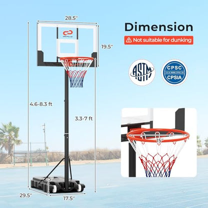 Goplus Basketball Hoop Outdoor, Portable 3.3-7FT/10FT Adjustable Basketball Goal System w/Shatterproof PC Backboard, Wheels for Adults in Pool Driveway Backyard - style: 3.3-7 FT, Black+White