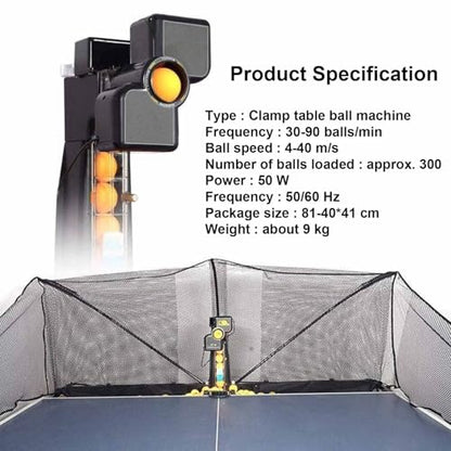 Table Tennis Robot, Ping Pong Ball Catch Trainer, for Table Tennis Catch Practice, with Catch Net, Portable Ball Launcher, 30-90 Balls/Min, for Clubs, Table Tennis Beginners