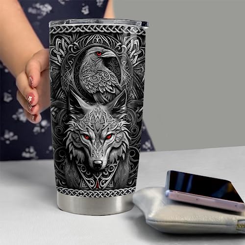 Viking Cup Tumbler 20oz Viking Gifts for Men Vikings Stainless Steel Insulated Tumblers Coffee Travel Drinking Mug Gift for Birthday Christmas - color: Viking 1