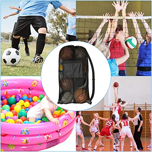 Cosmos Sports Ball Bag Mesh Equipment Bag Team Sports Drawstring Bag Large Mesh Net Bag, with Adjustable Strap & Front Pocket for Basketball, Volleyball, Soccer, Rugby, Water Sports and Beach Event