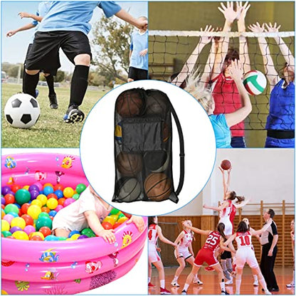Cosmos Sports Ball Bag Mesh Equipment Bag Team Sports Drawstring Bag Large Mesh Net Bag, with Adjustable Strap & Front Pocket for Basketball, Volleyball, Soccer, Rugby, Water Sports and Beach Event