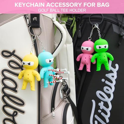 Golf Tee Holder, Ninja Portable Funny Golf Tees Holder Keychain Golf Gift Golf Accessories for Men & Women - color: Pink
