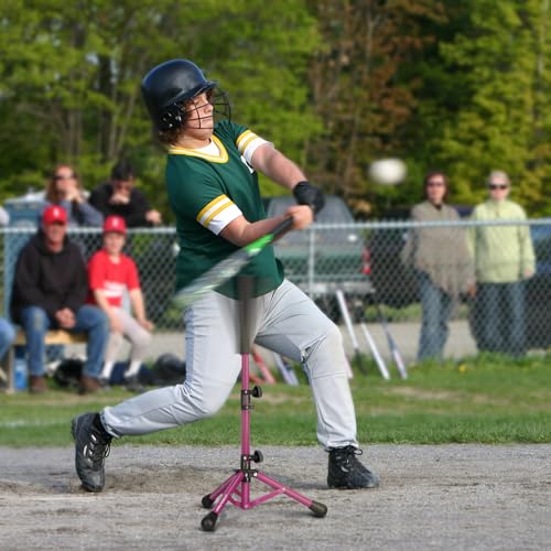 Baseball Tee Batting Tee Softball Tee Portable Travel Hitting Tee,Easy Adjustable Height,Stable Tripod Stand - color: Purple, style: Tee