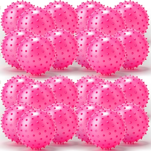 Jerify Knobby Balls Bouncy Spiky Sensory Ball Bulk Soft Inflatable Massage Stress Plastic Toy for School Party Play Indoor Outdoor - color: Pink, size: 4.72"