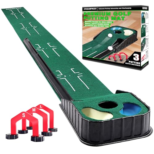 CHAMPKEY Golf Putting Green Indoor - Advanced Guides Golf Putting Mat - Enhance Putting Accuracy and Challenge - style: Hazard Putting Mat