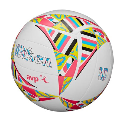 Wilson AVP Movement Volleyballs - color: White/Pink/Yellow