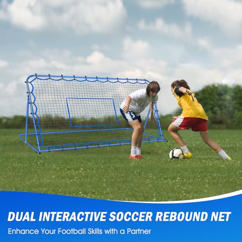 Soccer Baseball Rebounder Net, Soccer Goal Net, Volleyball Softball Rebound Pitchback Net Quick-Switch Angle Training for Control, Passing Practice, Bounce Back Rebounder Goals Gifts Trainer Equipment - size: 7FTx4FT