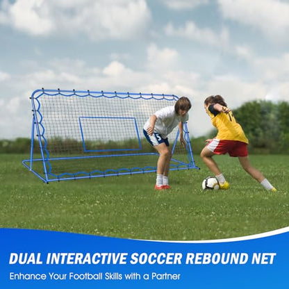 Soccer Baseball Rebounder Net, Soccer Goal Net, Volleyball Softball Rebound Pitchback Net Quick-Switch Angle Training for Control, Passing Practice, Bounce Back Rebounder Goals Gifts Trainer Equipment - size: 7FTx4FT