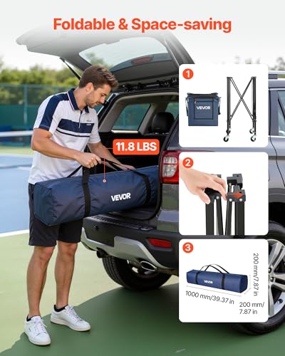 VEVOR Tennis & Pickleball Hopper Holds 200/175/150/120 Balls, 3-in-1 Tennis Foldable Pickleball Basket Cart for Easy Installation, Storage Bag for Tennis Training & Teaching - style: 3-in-1 150 Balls