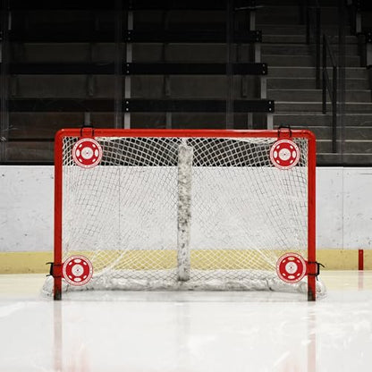NOVO Hockey Shooting Targets by Snipers Edge – Durable Training Targets for All Levels – High-Visibility Red with White Center – Quick Clip-On Fit for Any Goalpost – Assembled in USA