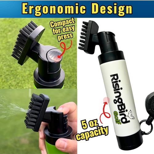 2-pack, 2025 Steel Wire Retractable Clip, Golf Water Brush, Golf Accessories, Golf Club Cleaner, 5oz, Perfect Golf Gift for Men & Women, Golf Club Spray Brush, Golf Item, USA company, White