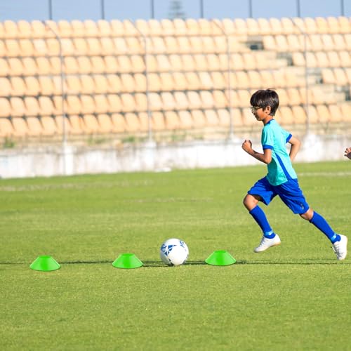15pcs Soccer Cones for Sports Training, Mini Football Cones Flexible Agility Sports Cones Training Cones for Football Basketball Running Drills Sports Games Field Cone Markers Kids Practice (Green)